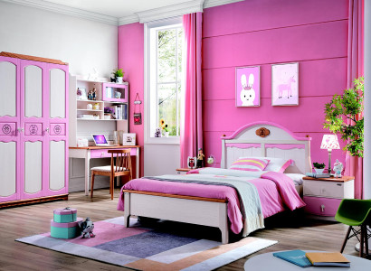 Modern Wardrobe Chest of drawers Table Wood 5 pcs. Bedroom Youth Children Room Set